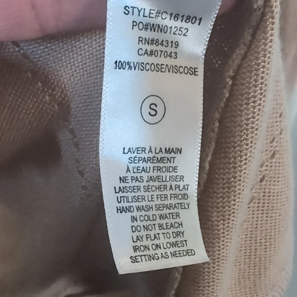 Cyrus Pointelle Knit Cardigan Sweater Small Cream Open Long Sleeve Lightweight - Picture 10 of 11